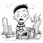 Creepy Graveyard Zombie Coloring Pages 2