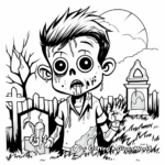 Creepy Graveyard Zombie Coloring Pages 3