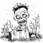 Creepy Graveyard Zombie Coloring Pages 4