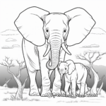 Cute Cartoon African Elephant Coloring Pages for Children 3