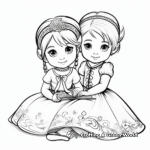 Cute Elsa and Anna Toddler Coloring Pages 3