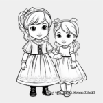Cute Elsa and Anna Toddler Coloring Pages 4