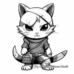 Cute Kitten Ninja Coloring Pages for Kids 1