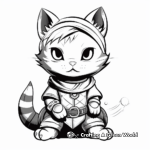 Cute Kitten Ninja Coloring Pages for Kids 4