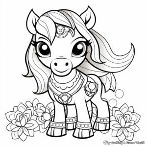 Cute Pony Mandala Coloring Pages for Children 1
