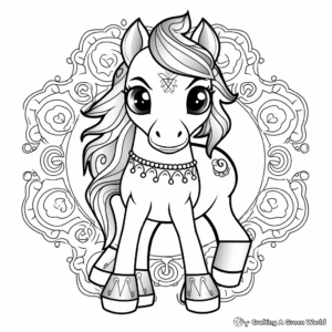Cute Pony Mandala Coloring Pages for Children 2
