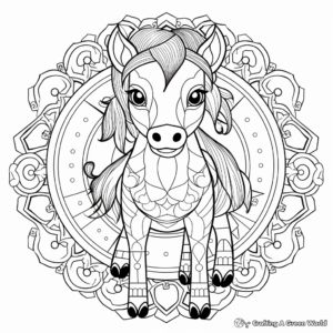 Cute Pony Mandala Coloring Pages for Children 3