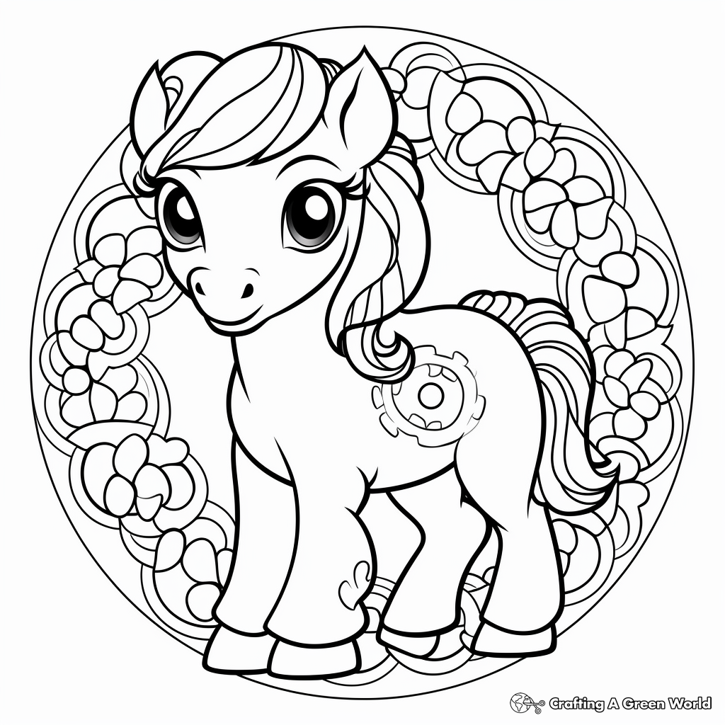 Cute Pony Mandala Coloring Pages for Children 4