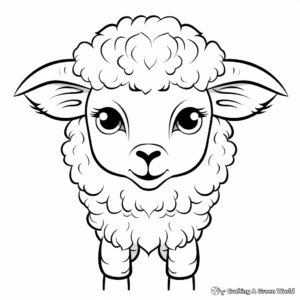 Cute Sheep Head Coloring Pages 1
