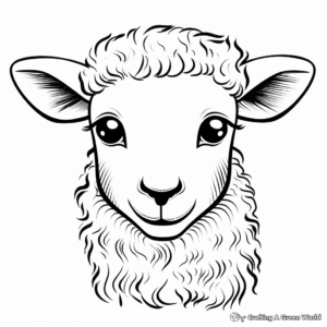 Cute Sheep Head Coloring Pages 2