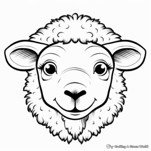 Cute Sheep Head Coloring Pages 3