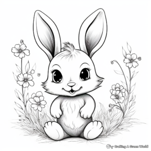 Cute Spring Animals: Baby Bunny Coloring Pages 2