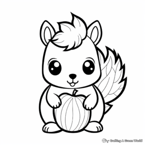 Cute Squirrel with Acorn Coloring Pages 1