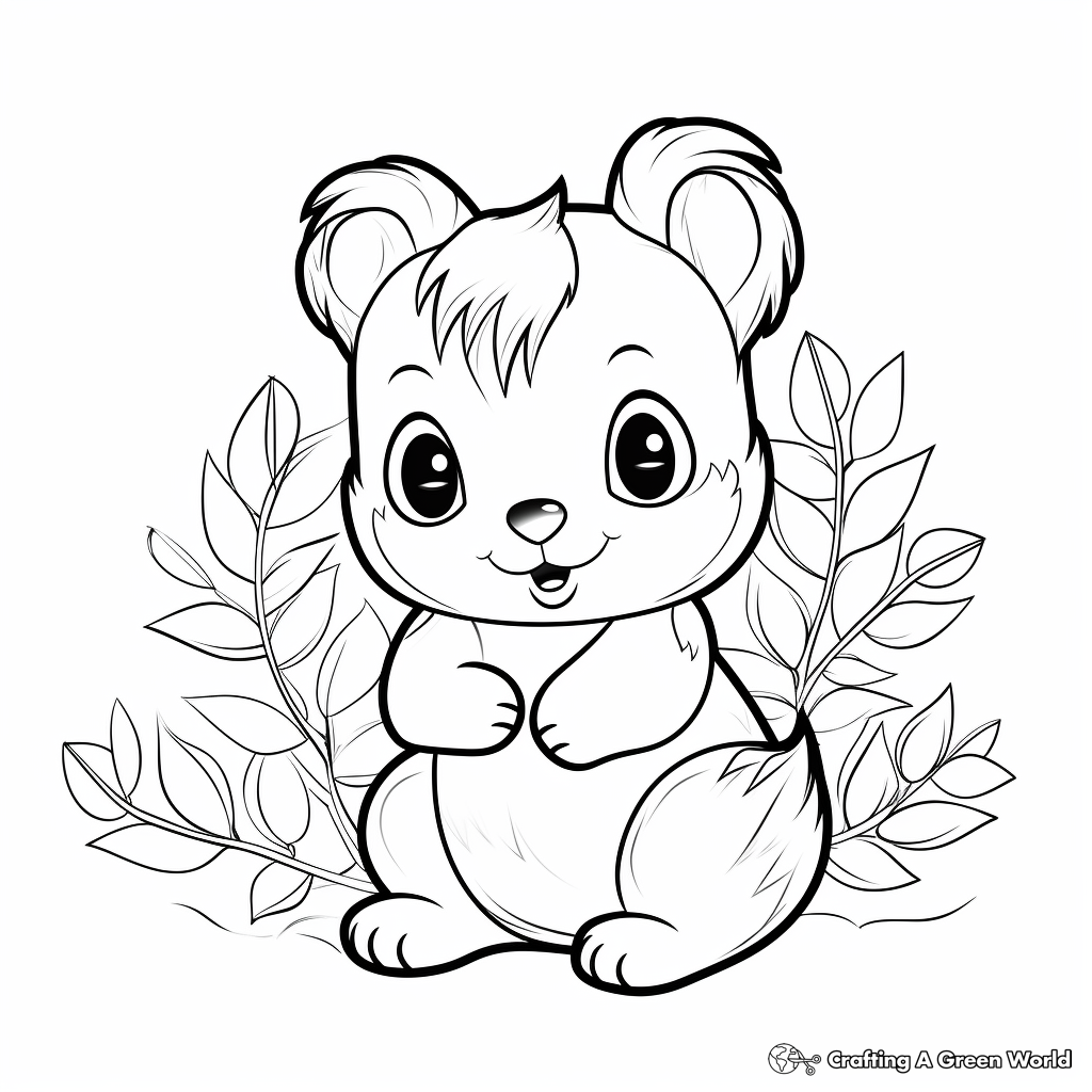 Cute Squirrel with Acorn Coloring Pages 2