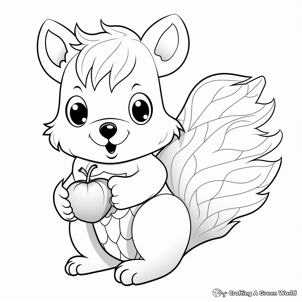 Cute Squirrel with Acorn Coloring Pages 3