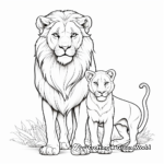 Delicate Lioness and Cub Coloring Pages 1