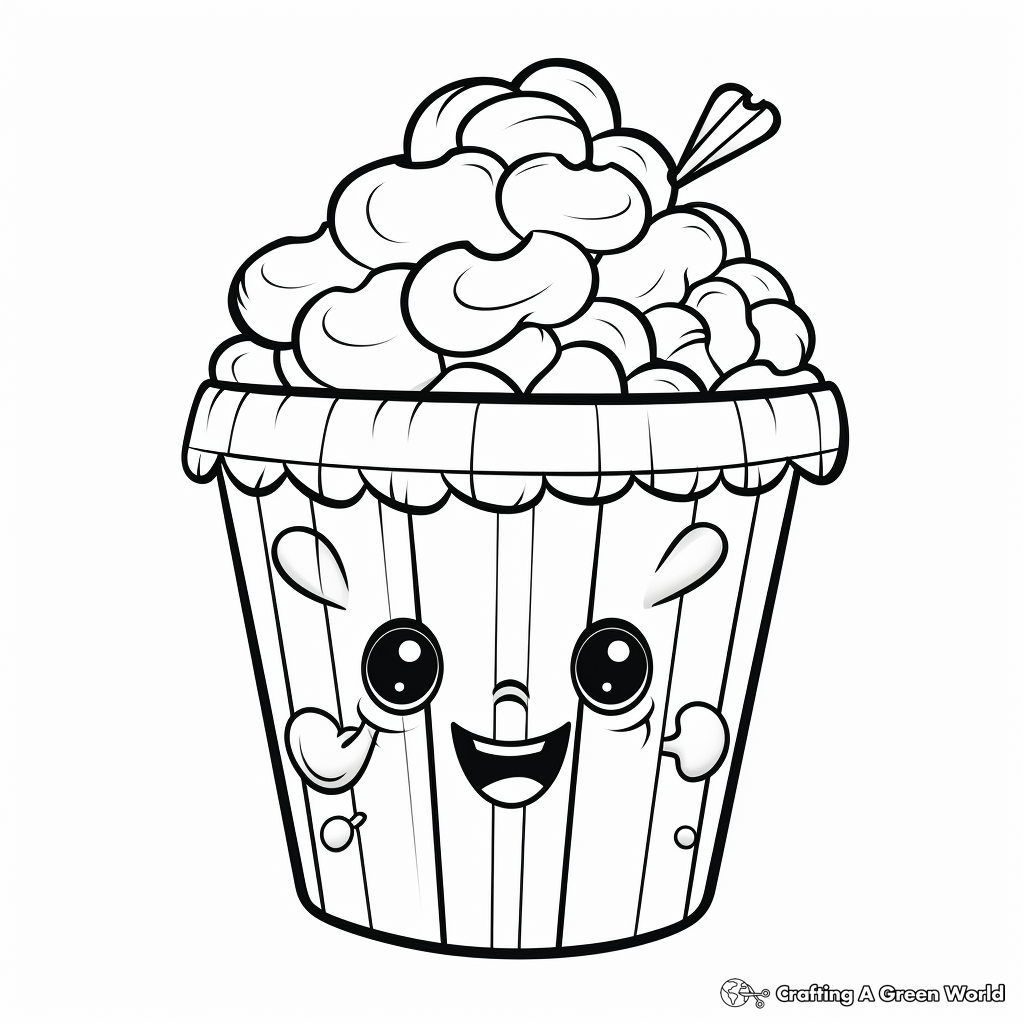 Delicious Buttery Popcorn Coloring Pages 1
