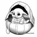Delightful Baby Yoda in Pod Coloring Pages 2
