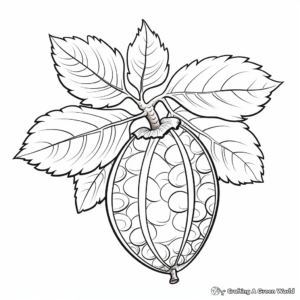 Detailed Acorn and Oak Leaf Coloring Pages 1
