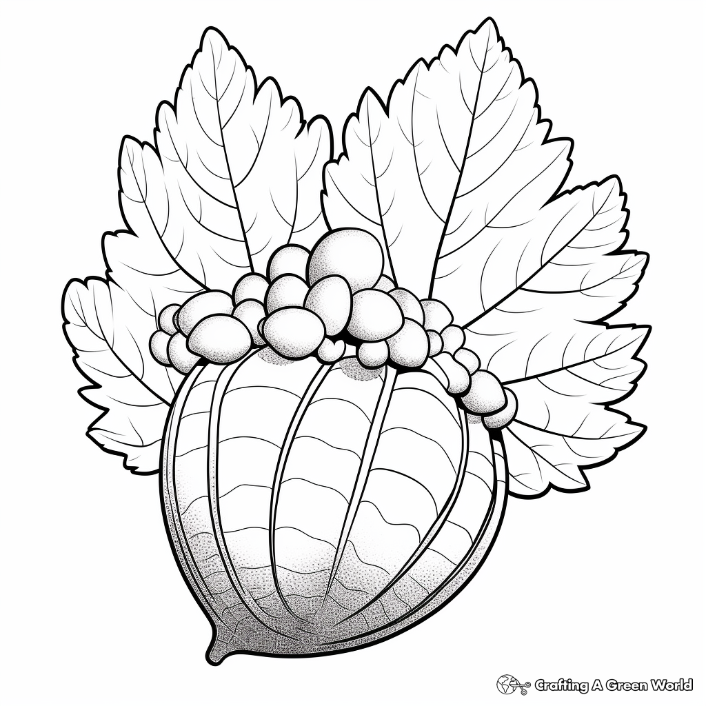 Detailed Acorn and Oak Leaf Coloring Pages 2
