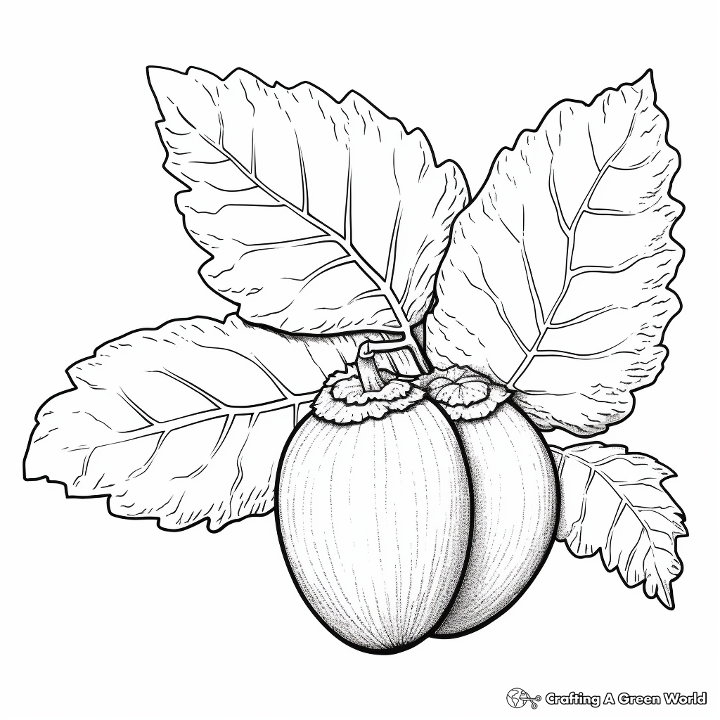 Detailed Acorn and Oak Leaf Coloring Pages 3