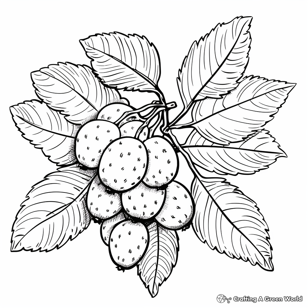 Detailed Acorn and Oak Leaf Coloring Pages 4