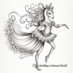 Detailed Antique-style Unicorn Ballerina Coloring Pages 1