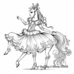 Detailed Antique-style Unicorn Ballerina Coloring Pages 2