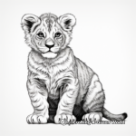 Detailed Barbary Lion Cub Coloring Pages for Adults 1