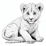 Detailed Barbary Lion Cub Coloring Pages for Adults 3