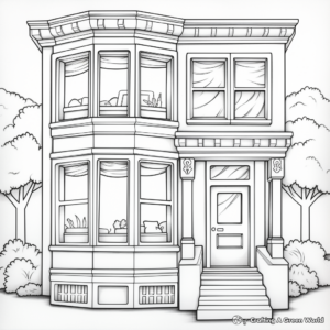 Detailed Bay Window Coloring Pages for Adults 1