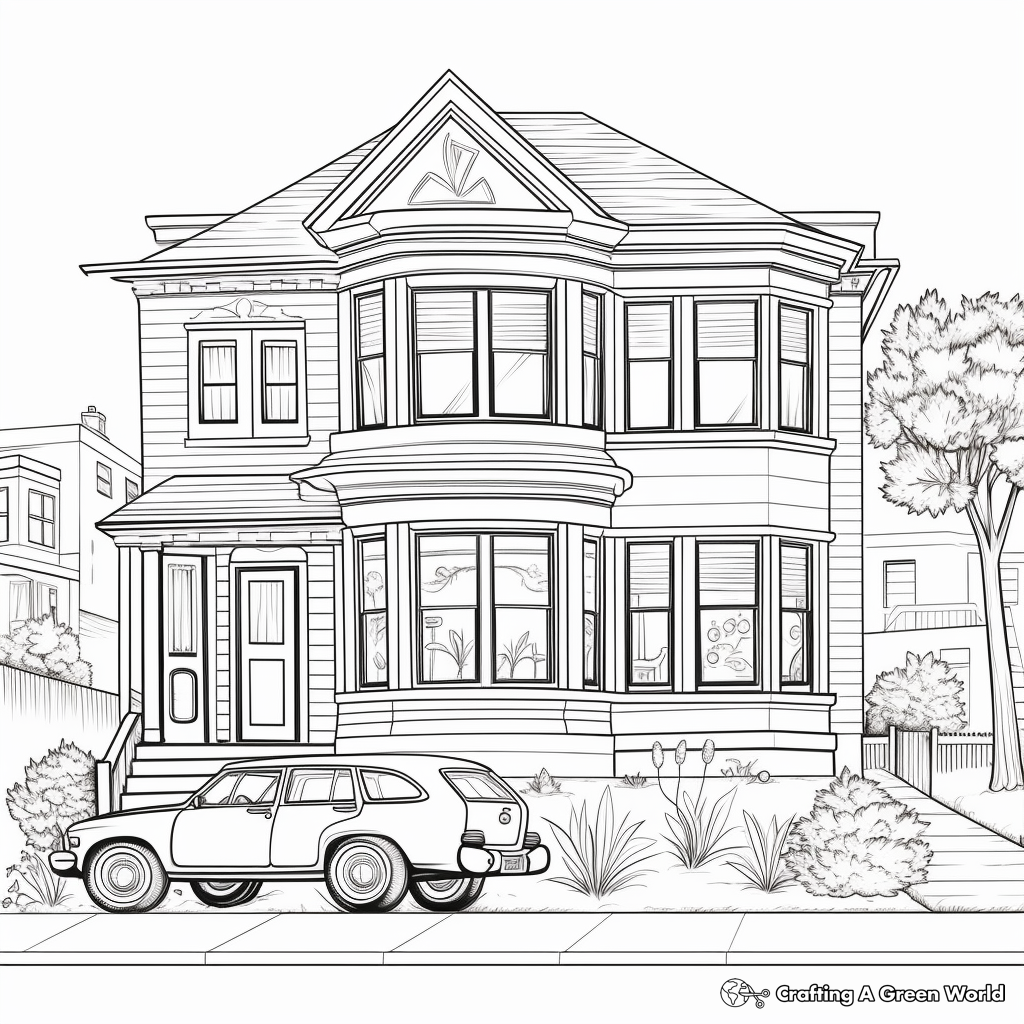 Detailed Bay Window Coloring Pages for Adults 2