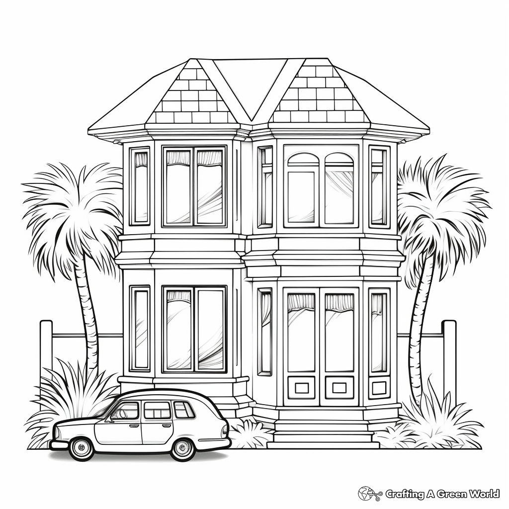 Detailed Bay Window Coloring Pages for Adults 4