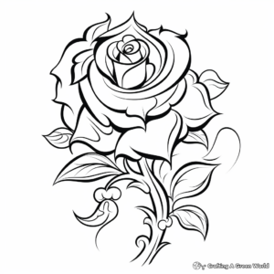 Detailed Black Rose Coloring Pages for Adults 2