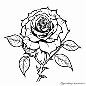 Detailed Black Rose Coloring Pages for Adults 3