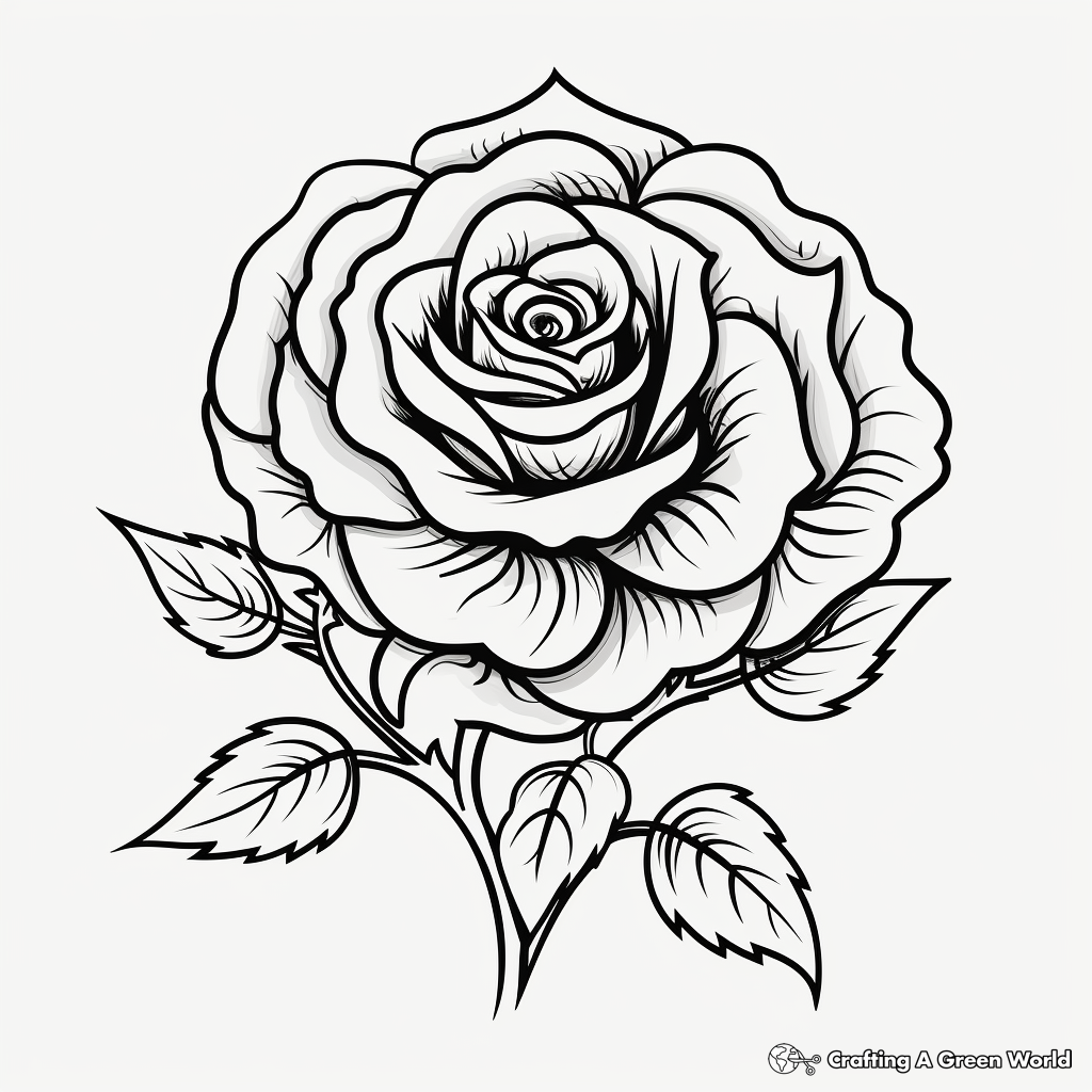 Detailed Black Rose Coloring Pages for Adults 4
