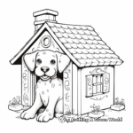 Detailed Brick Dog House Coloring Pages for Adults 1