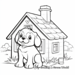 Detailed Brick Dog House Coloring Pages for Adults 2