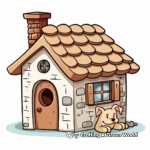 Detailed Brick Dog House Coloring Pages for Adults 4
