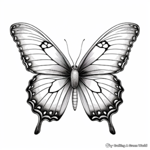 Detailed Butterfly Clip Art Coloring Pages for Adults 1