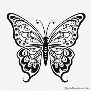 Detailed Butterfly Clip Art Coloring Pages for Adults 2