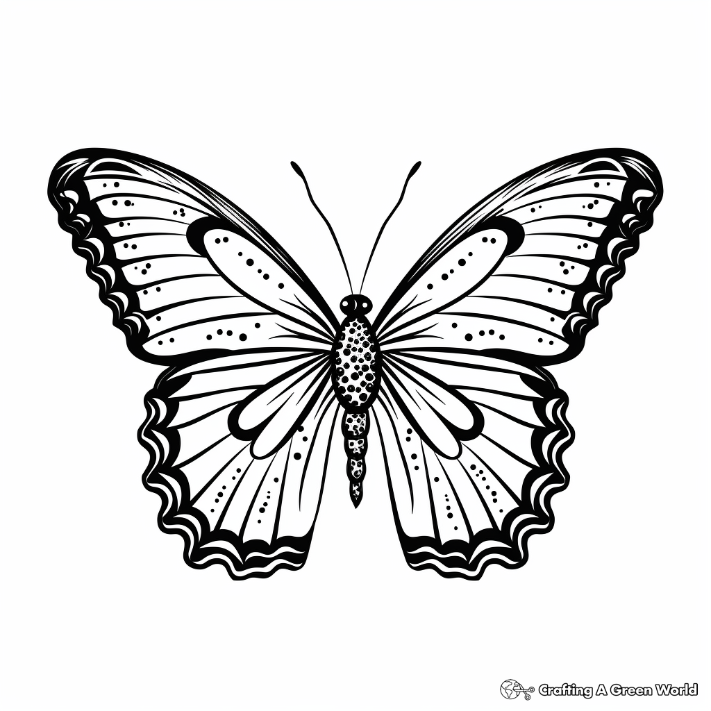 Detailed Butterfly Clip Art Coloring Pages for Adults 4