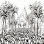 Detailed Coloring Pages of the Crowd on Palm Sunday 1