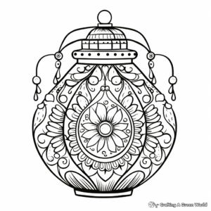 Detailed Diwali Lanterns Coloring Pages 1
