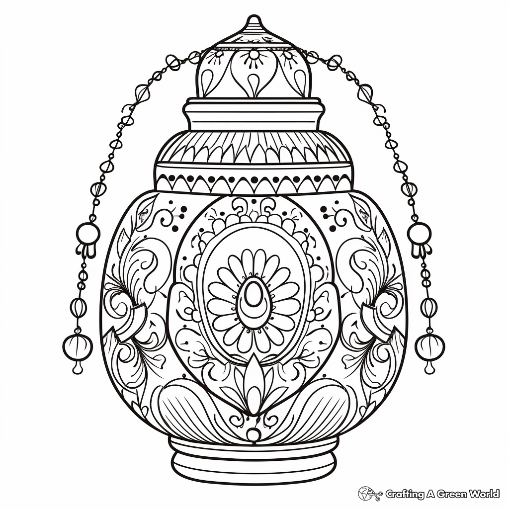 Detailed Diwali Lanterns Coloring Pages 2