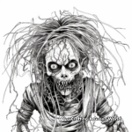 Detailed Female Zombie Coloring Pages for Adults 2