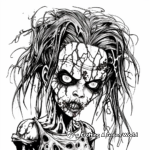 Detailed Female Zombie Coloring Pages for Adults 4