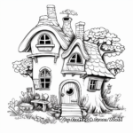 Detailed Gnome House Coloring Pages for Adults 1