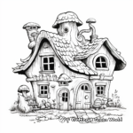 Detailed Gnome House Coloring Pages for Adults 2