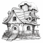 Detailed Gnome House Coloring Pages for Adults 3